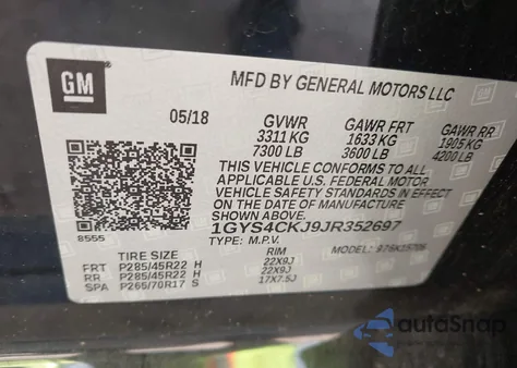 2018 Cadillac Escalade Premium Luxury from USA, damaged, VIN 1GYS4CKJ9JR352697